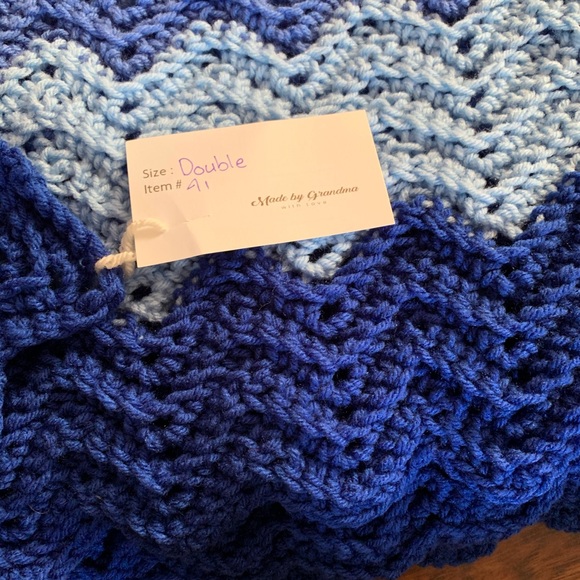 Chevron Crocheted Double Size Blanket Hand Made - Picture 3 of 5